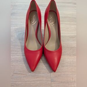 Sam Edelman Hazel Pointed-toe High-heel Pumps in Parisian Red Leather Size 8.5